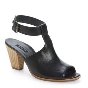 Black leather Paul Green peep toe sandal size 7